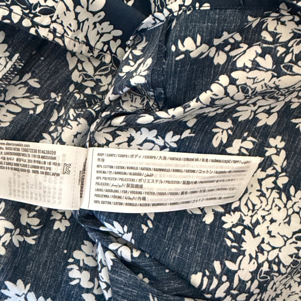 Abercrombie & Fitch Floral Blue and White Bow Maxi boho Dress Size  LT - Picture 10 of 11